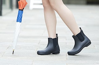 someone wearing Crocs Women's Freesail Chelsea Waterproof Boots