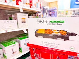 hamilton beach griddle sitting on a top a target cart