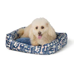 Blue Bone and Paw Print Cuddler Dog Bed