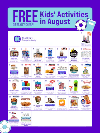 calendar of free activities for kids in august 2026