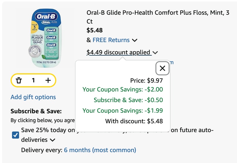 floss Amazon receipt