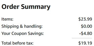 an amazon order summary ending in $19.19