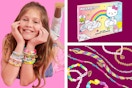 Hello Kitty Advent Calendar: a child wearing bracelets from the calendar, the advent calendar in box and a close up of the jewelry inside