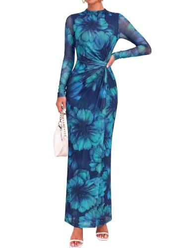 BTFBM Women's Mesh Maxi Dress