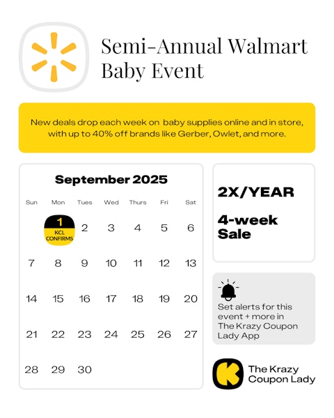 Walmart Baby Event Sale confirmed start date on September 1, 2025
