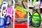 collage image of palmolive dish soap, nature valley granola bars, and crest and oral-b oral care products