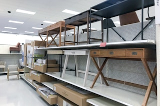 Desks at Target in stores on shelves