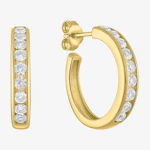 C-Hoop Lab Created Sapphire Earrings