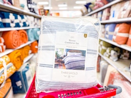 threshold comforter sets sitting on a target cart