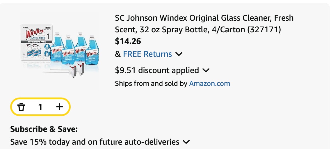 Windex Amazon Receipt