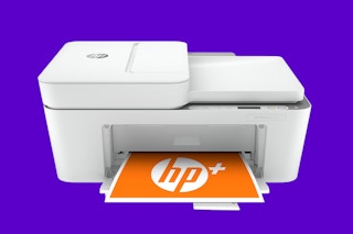 Image on an HP printer on a blue background