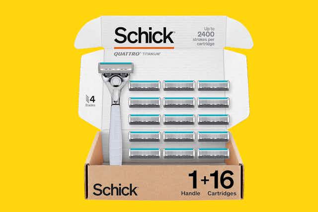 Schick Quattro Razor With 16 Refills, as Low as $13.49 on Amazon (Reg. $30) card image