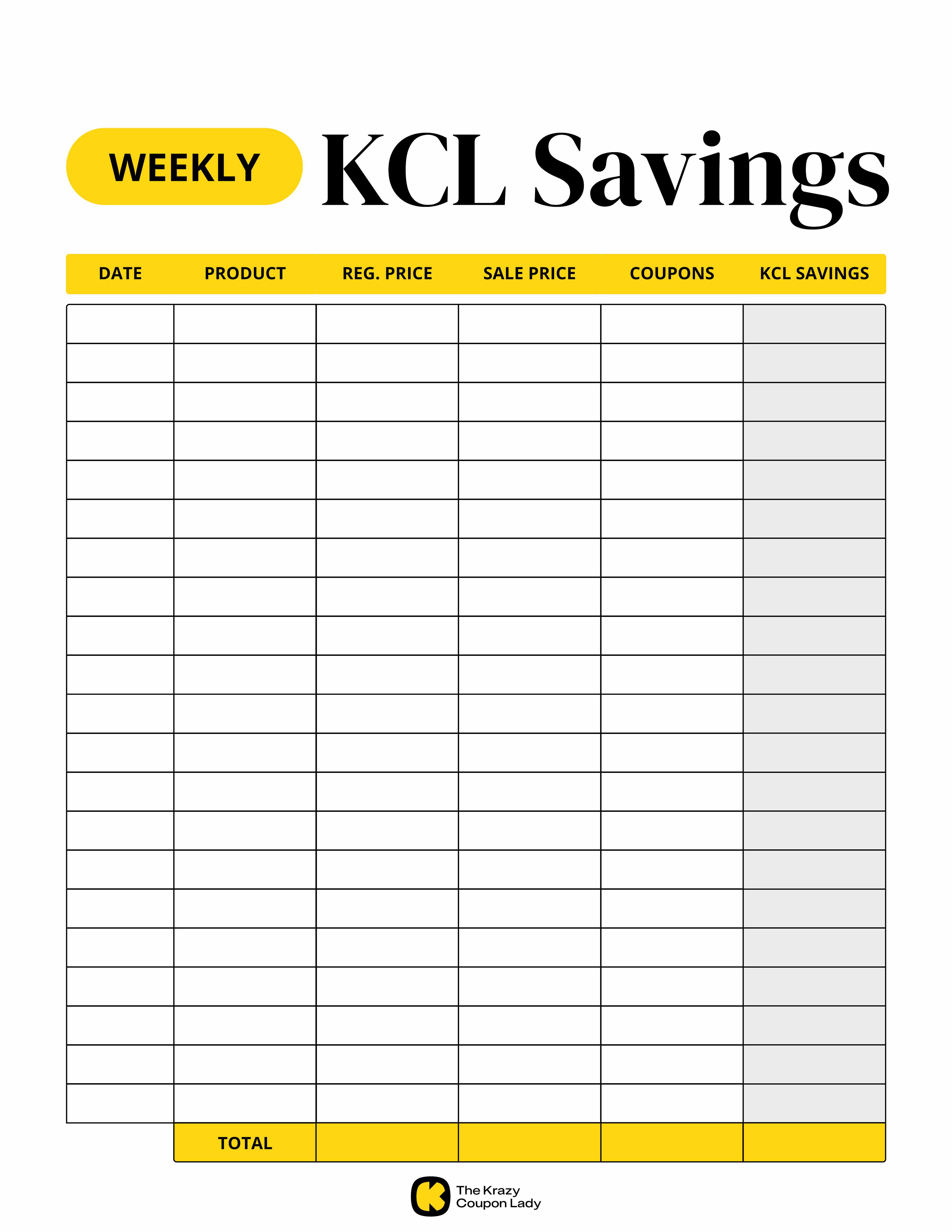 Weekly KCL Savings printable