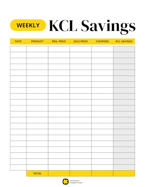 Weekly KCL Savings printable