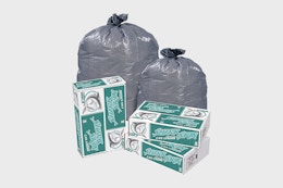 trash bags on gray background