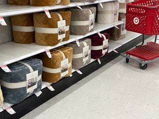 threshold quilts sitting on a target shelf
