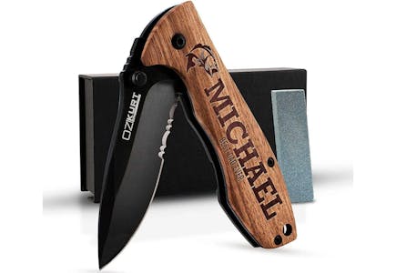 Personalized Oak Pocket Knife