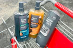 dove men+care body washes in a shopping cart