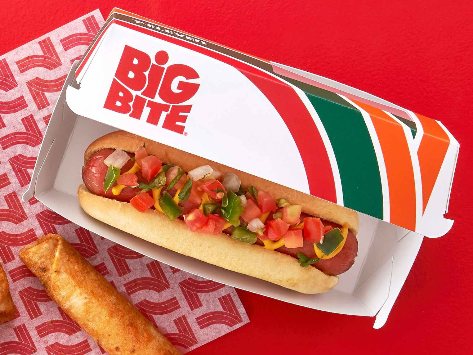 7-eleven big bite hot dog with toppings