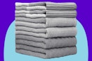 Kitchen towels on a blue background.