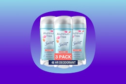 Secret Aluminum Free Deodorant: Get 6 for as Low as $30.56 on Amazon card image