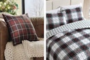 plaid pillow and quilt set