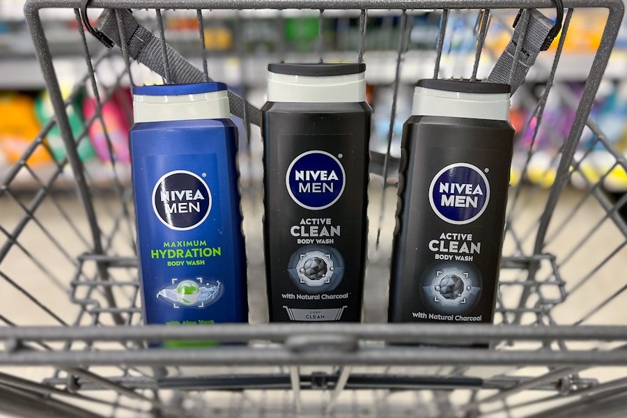 nivea men body wash in a cart