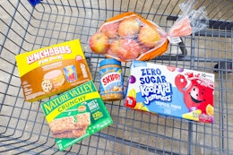 kroger school lunch groceries in shopping cart