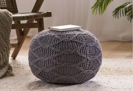home depot knitted wool pouf