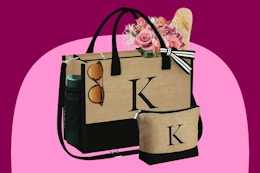 Initial Tote Bag and Makeup Bag Set
