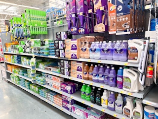 Cleaning products on display at Walmart