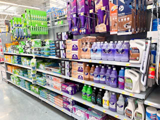 Cleaning products on display at Walmart