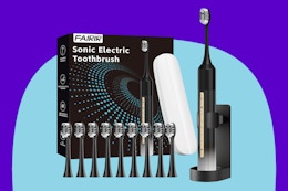 Electric Toothbrush With 10 Brush Heads, Just $9.99 on Amazon (Reg. $19.99) card image