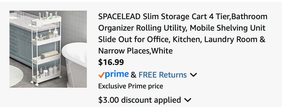 rolling carts Amazon receipt