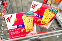 2 boxes of special k pastry crisps in a cart