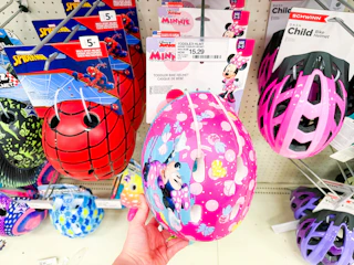 grabbing a minnie mouse toddler off a target shelf