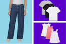 collage with jeans, dresses, and t-shirts