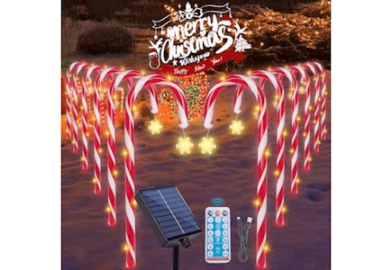 Solar Candy Cane Christmas Lights