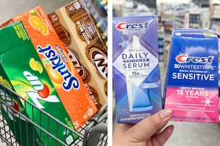 collage with soda and teeth whitening products