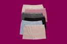 hanes boyshorts on a magenta background