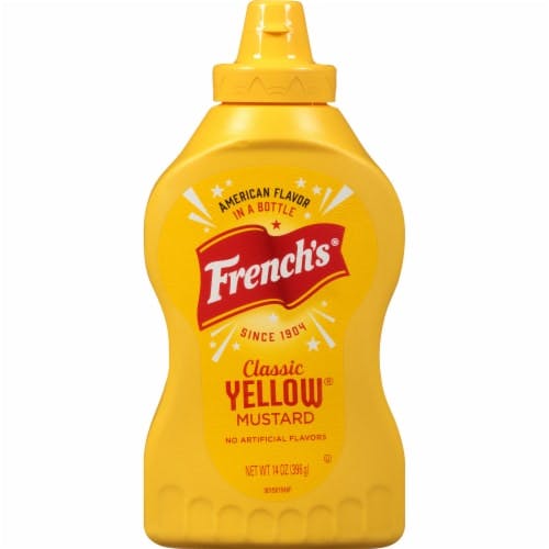 2 French's Yellow Mustard Bottles