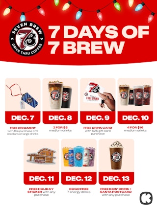 a graphic showing the 2025 7 days of 7 brew schedule
