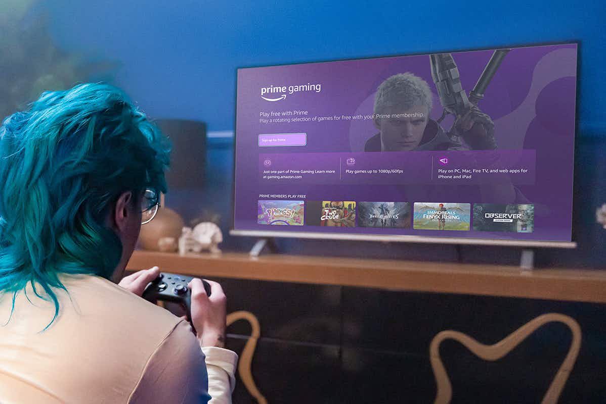 person playing game with Amazon Fire TV