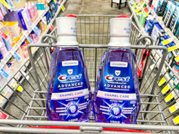 crest enamel care mouthwash in a cvs cart
