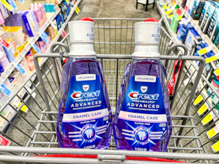 crest enamel care mouthwash in a cvs cart