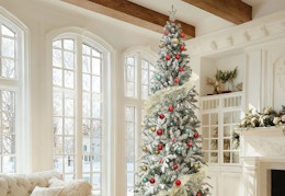 pre lit and flocked christmas tree