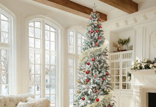 pre lit and flocked christmas tree