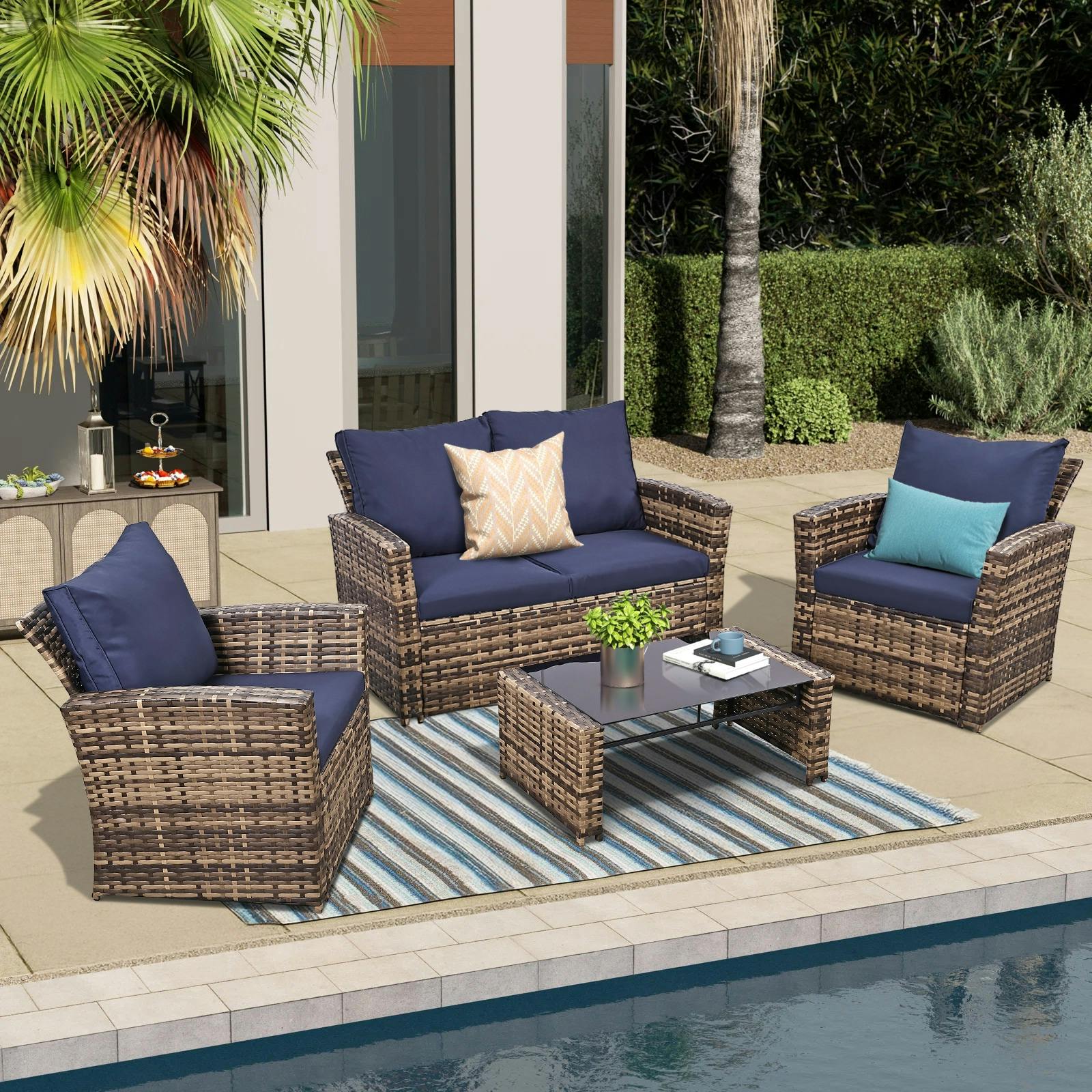 Wicker Patio Conversation Set