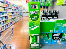 swiffer sweeper kit on walmart shelf