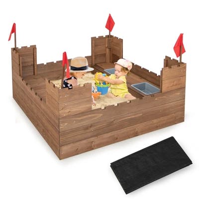 Costway Kids Wooden Sandbox